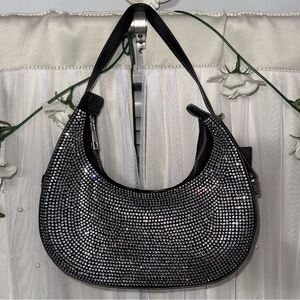 New Black and Silver Rhinestone Shoulder Purse